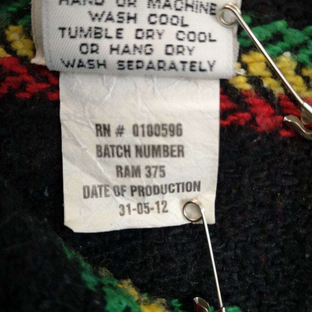 Earth Ragz Baja Men's Size Large Black with Jamaican Colors Hoodie - Picture 7 of 10